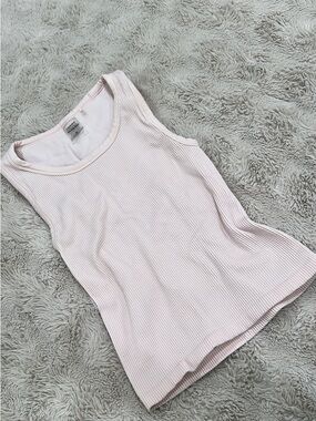 Aritzia Ribbed Scoop Tank Top - Light Pink